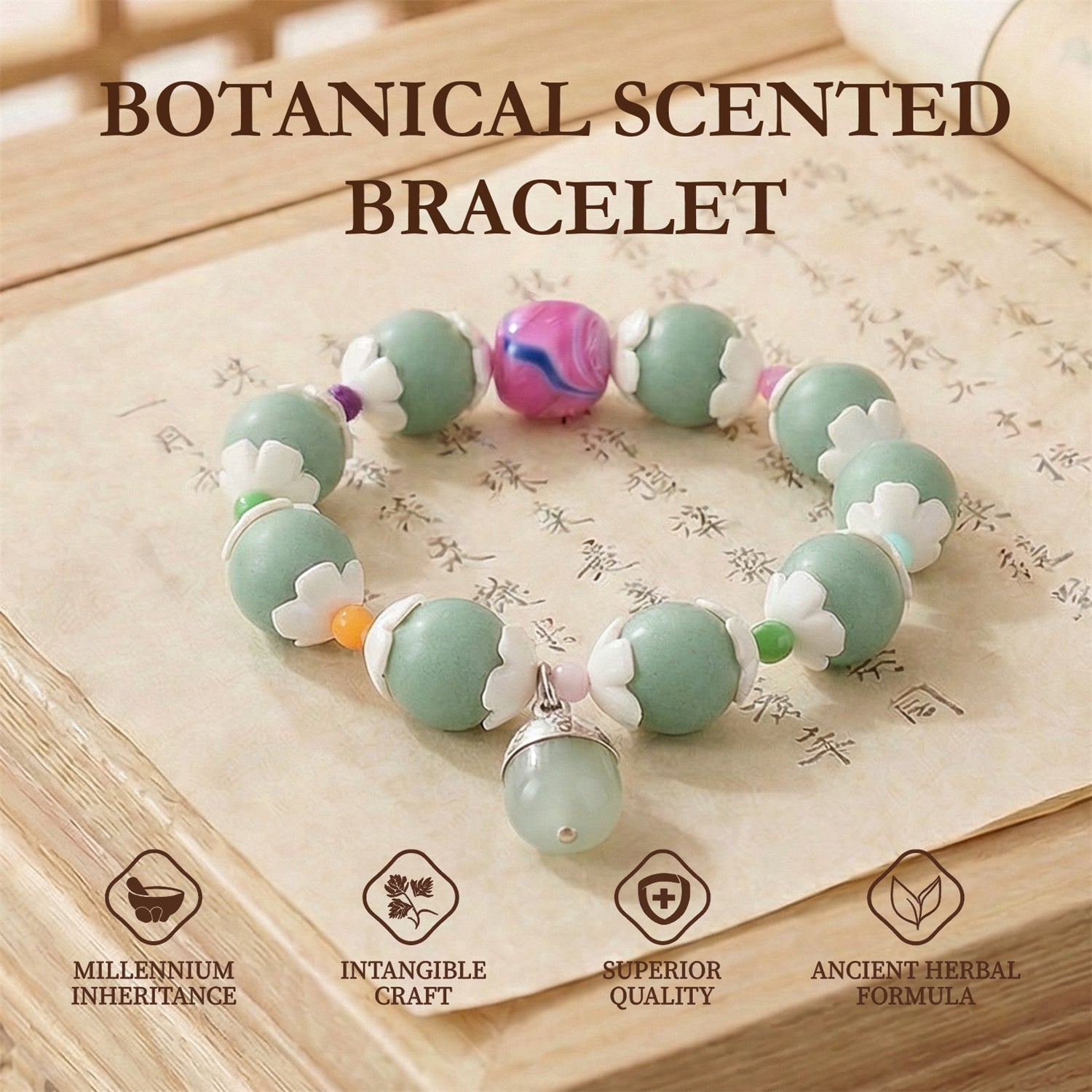 Mint Serenity Herbal Bead Bracelet – Soothing Sleep Aid Aromatic Wellness Jewelry