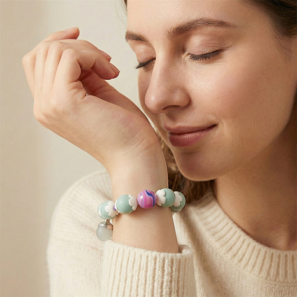 Mint Serenity Herbal Bead Bracelet – Soothing Sleep Aid Aromatic Wellness Jewelry